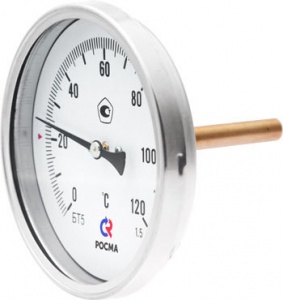 Термометр биметаллический БТ, осевой, Ду-80, L-100 мм